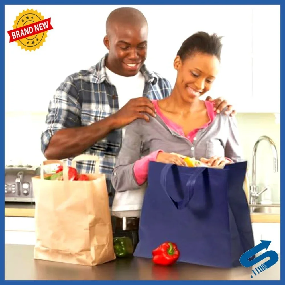Reusable Foldable Tote Bags Non-Woven Grocery Shopping Bulk Pack Eco-Friendly